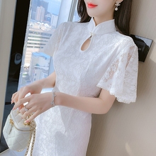 MONKOLCINLY Small Qipao 2024 Youth New Girl Dress Lace High end Celebrity Banquet Atmosphere