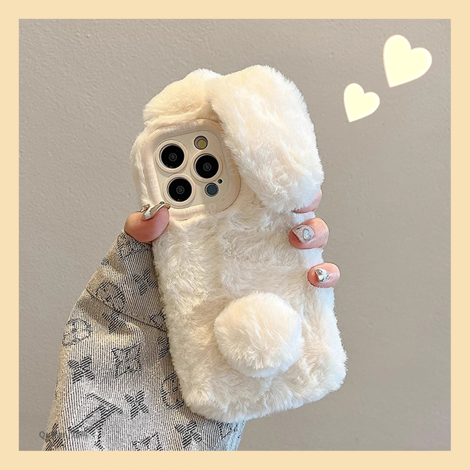 Suitable for iPhone 15 Pro Max phone case, 16 new Apple 13/14 autumn and winter plush rabbit, 16 Pro women's style, 17 Pro warm, 15 super good-looking, 12 cute fluffy winter season ins.