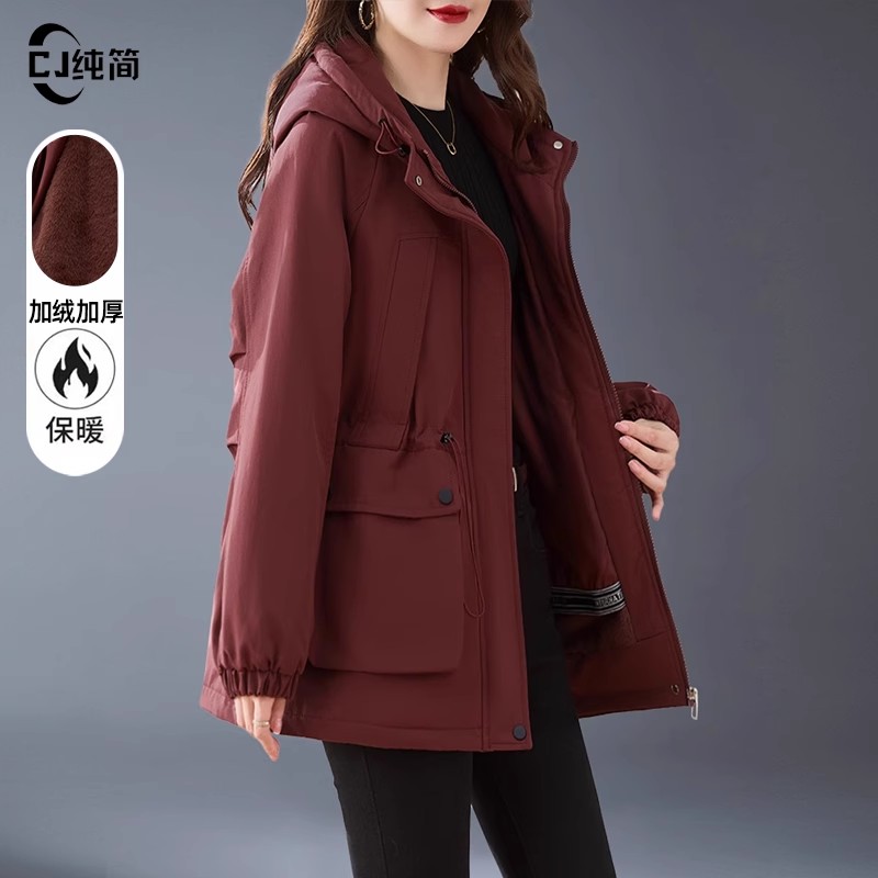 Женская ветровка, зимнее пальто с хлопковой подкладкой / куртка с хлопковой подкладкой, хлопковая взрывная клипса средней длины, новинка 2024 года, утолщенный новогодний костюм плюс бархат