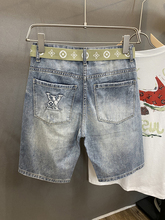 Summer thin light distressed denim shorts