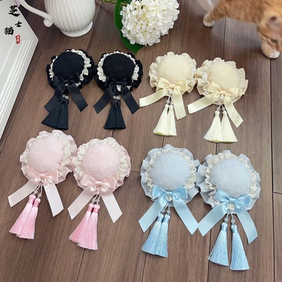 taobao agent 【芝士猫手作】原创中华风流苏lolita小物汉服可爱头饰发包子边夹