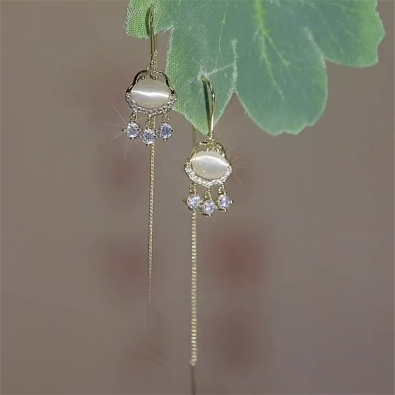 Дизайн sense opal safe lock ear line длинные серьги с кисточками, женские модные универсальные серьги с замком в китайском стиле Ruyi