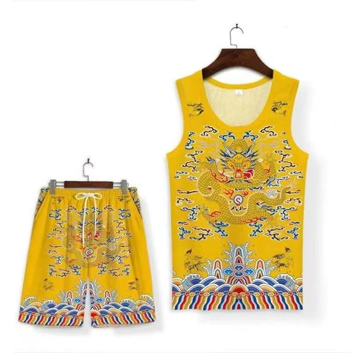 Жилет, шелковый комплект, тонкие штаны, коллекция 2023, китайский стиль