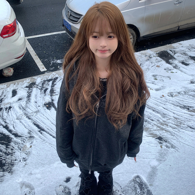 taobao agent 假发女长发夏季大波浪长卷发水波纹lolita奶茶棕自然甜美全头套式