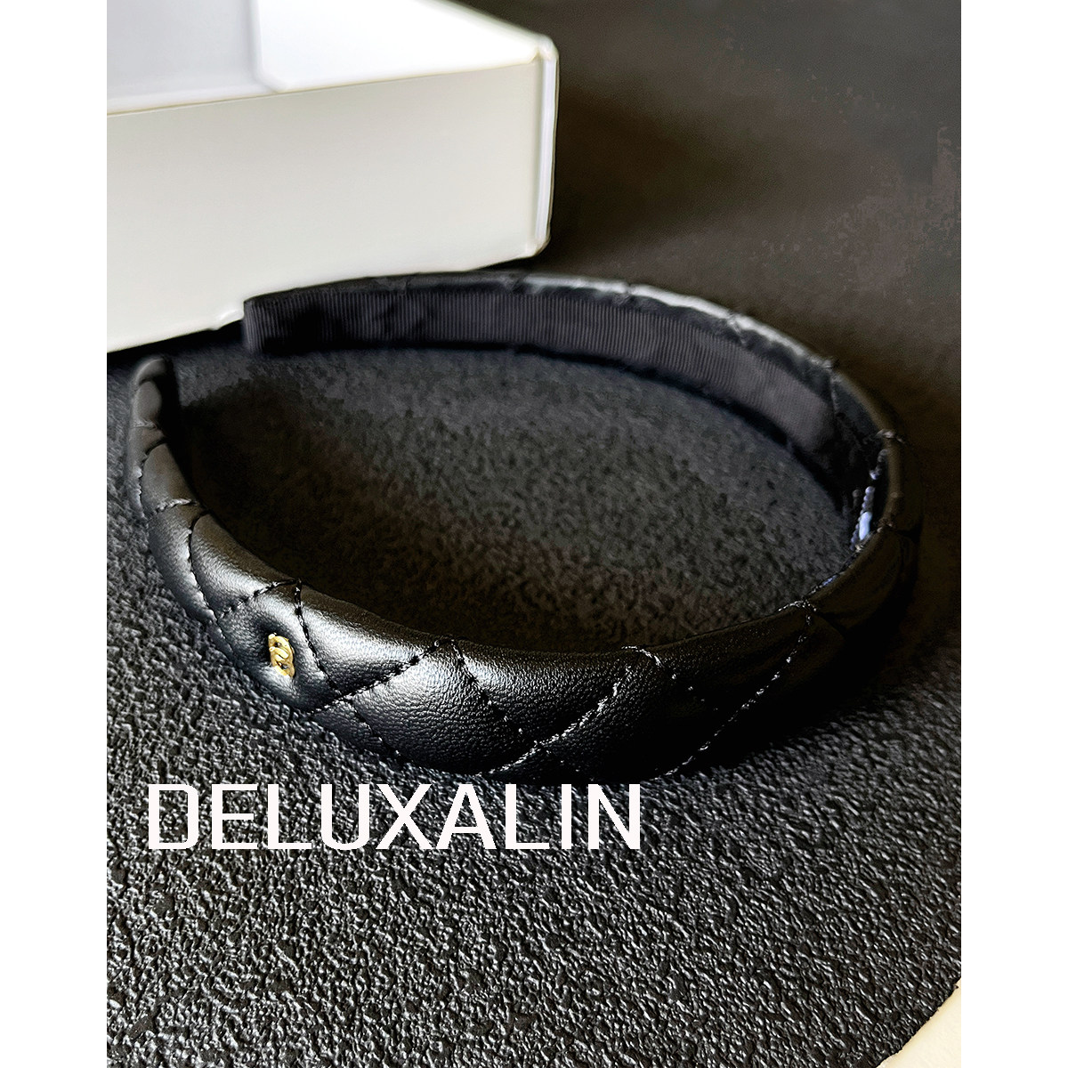 DELUXA/Show face small ~ободок для волос с увеличенным черепом из овечьей кожи, женский ромбический плед, темпераментные черные аксессуары для волос