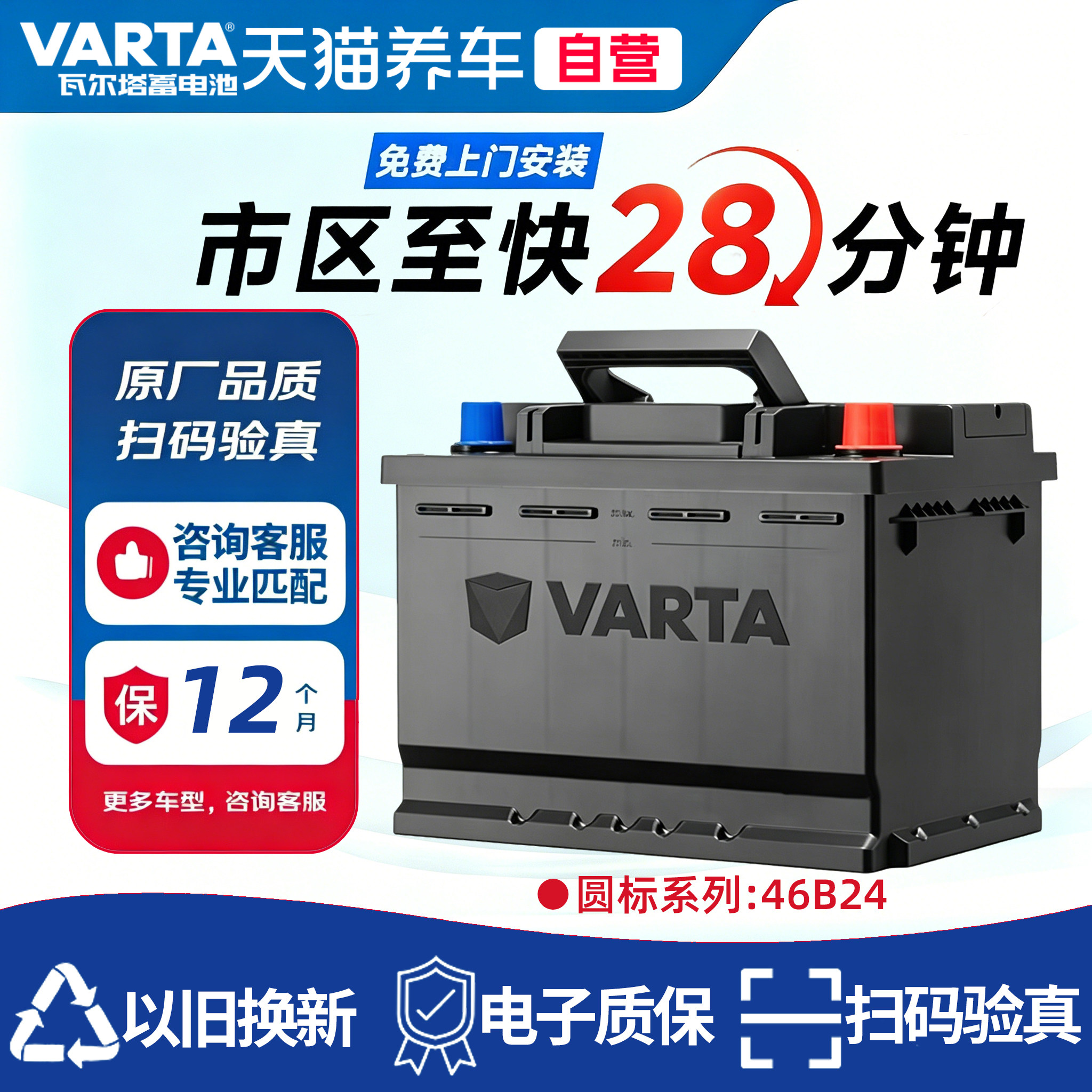 Аккумулятор Valta 46B24L round standard подходит для автомобильных аккумуляторов crv Civic Sylphy Qida Renasaio