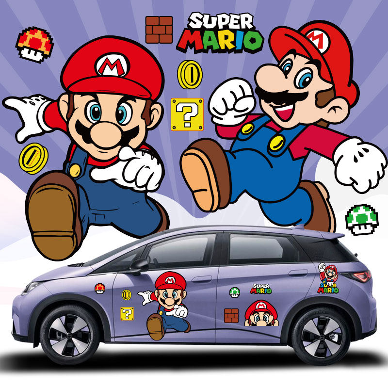 Автомобильные наклейки Mario BYD Dolphin, блокирующие царапины, модифицированные наклейки для украшения кузова, магнитные наклейки на старый скутер
