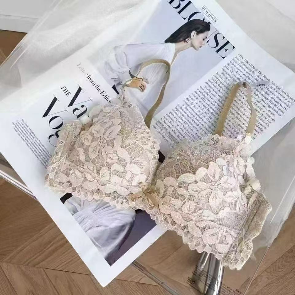 Французское сексуальное кружевное нижнее белье, маленькая женская грудь в сборку, без стального кольца, большая верхняя поддержка, не провисает, удобный бюстгальтер