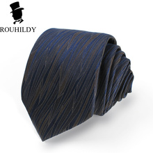 Rouhildy Brand Silk Tie Men's Business Festival High Rise Dark Blue Mulberry Silk 8cm Tie Gift Box