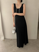 Modern mdeng197 Elegant Slim Long Dress 2024 Summer Design Sense Large U-neck Open Back Sleeveless Dress H5306