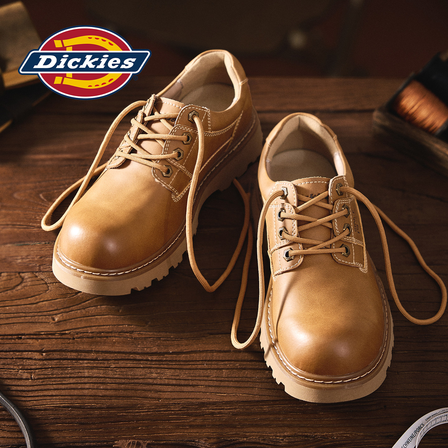 Мужская кожаная обувь Dickies; коричневая кожаная обувь в стиле ретро с низким вырезом на большом пальце; повседневная кожаная обувь; мужская обувь martin