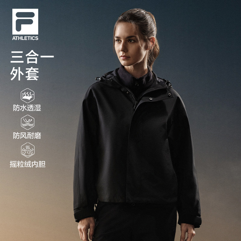 Fila soft SHELL丨 Спортивная куртка FILA three-in-one 26, новинка зимы, женский ветрозащитный и теплый флисовый топ для улицы