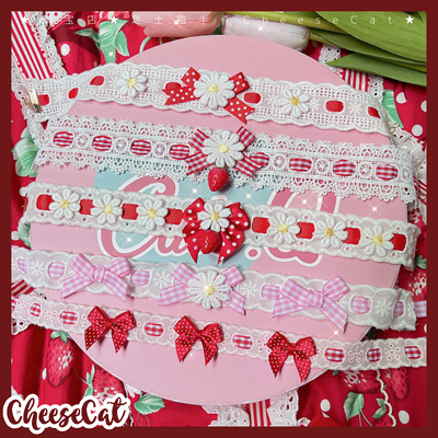 taobao agent 【芝士猫手作】AP15草莓呲甜可爱波点蝴蝶结雏菊lolita项链颈链