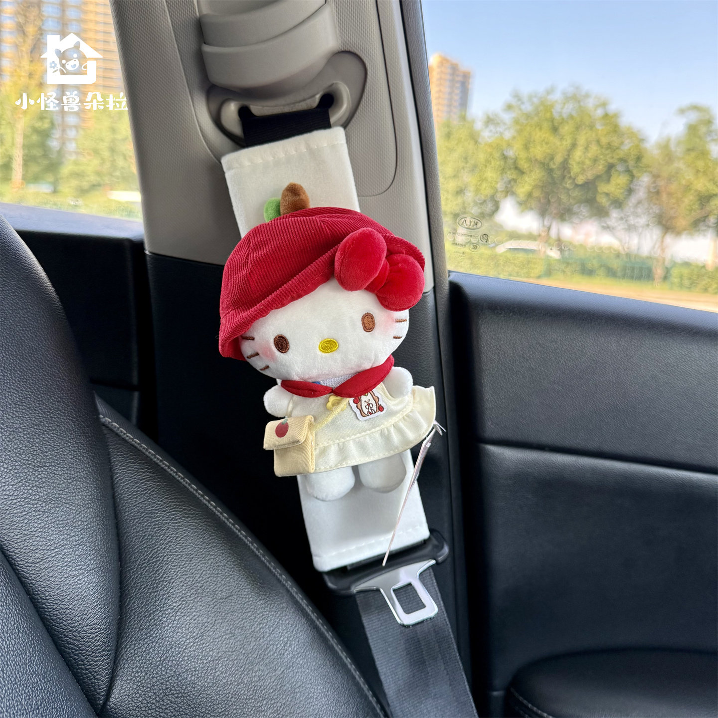 Подлинный ремень безопасности автомобиля hellokitty, подплечники, милое кукольное украшение, красное яблоко, интерьер автомобиля Hello kitty