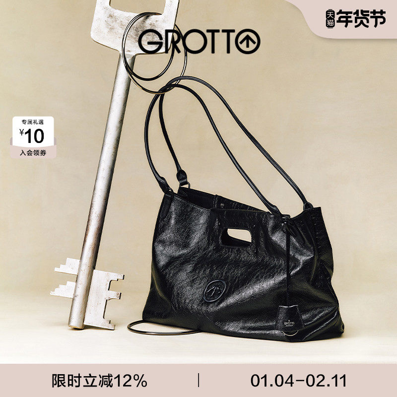 МЯГКАЯ сумка-тоут GROTTO для переноски большой емкости из воловьей кожи, переносная мягкая сумка на одно плечо