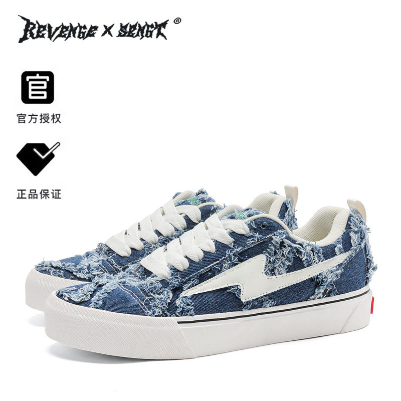 Натуральная джинсовая обувь REVENGE X SENGT Los Angeles Lightning Joint синего цвета, мужские летние американские кроссовки