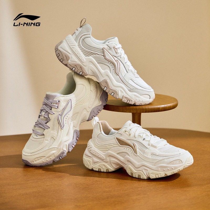 Li Ning brown sugar | повседневная обувь, женская обувь, новинка 2025 года, обувь для папы в стиле ретро на толстой подошве, дышащая трендовая спортивная обувь
