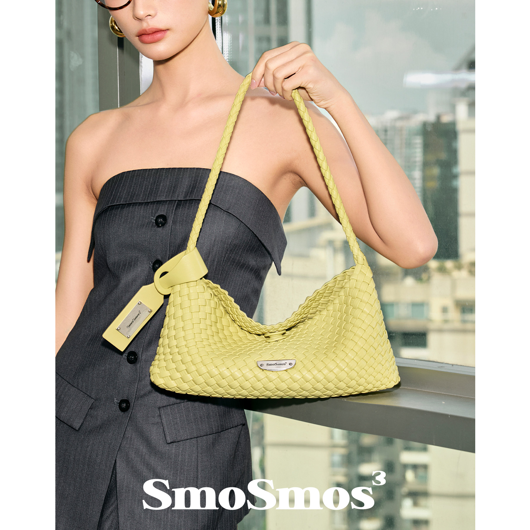 SmoSmos 【Овен лимонно-желтый】 Оригинальная летняя модная сумка для подмышек 26, тканая сумка-хобо, маленькая сумка для поездок на работу