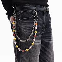 Hand-made beaded basketball and football versatile hip-hop fashion for men and women punk hip-hop hip-hop hip-hop denim waist chain pants chain accessories