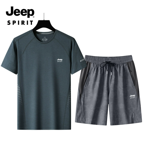 Jeep, нарукавники, летний шелковый эластичный дышащий комплект с круглым воротником для отдыха, короткий рукав