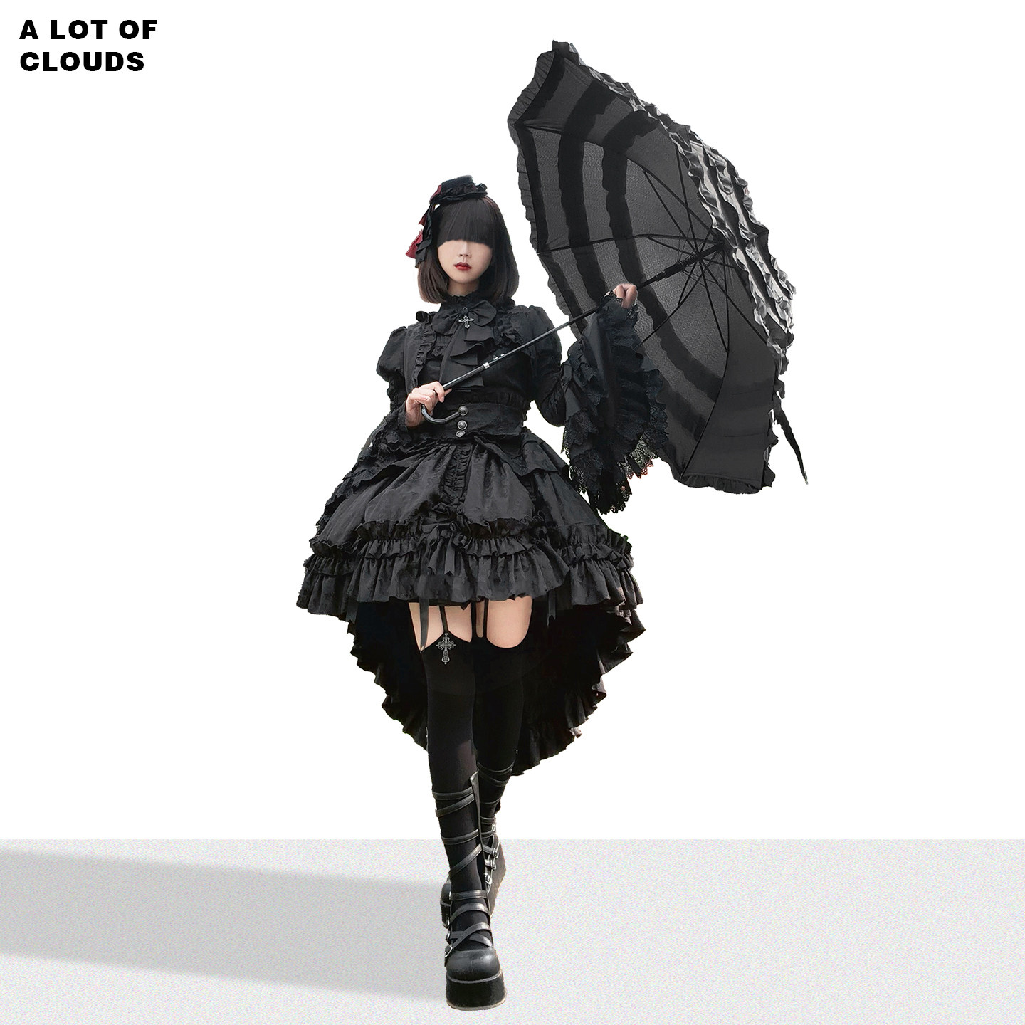 Lolita long-handled umbrella, girly parasol, lace umbrella, cosplay prop, gothic dark lolita umbrella