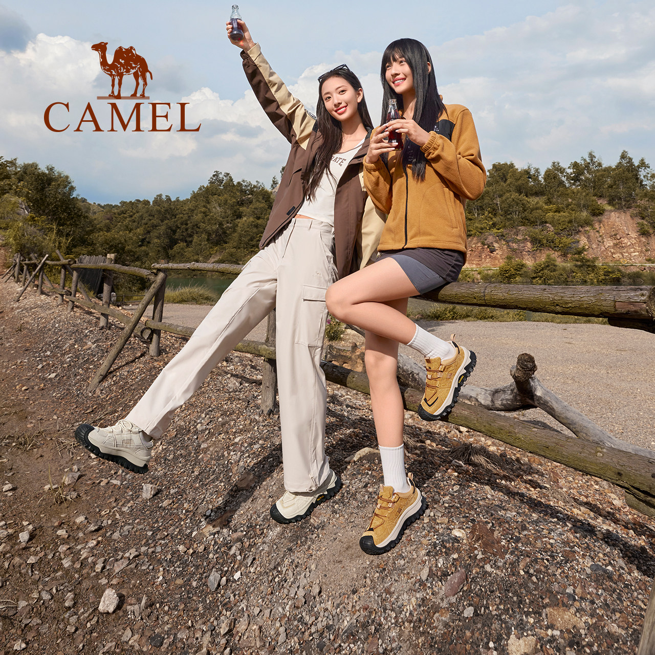 Camel/ уличная походная обувь; женская осенняя обувь; новинка 2026 года; женская обувь для альпинизма; нескользящая дышащая походная обувь на толстой подошве; женская обувь