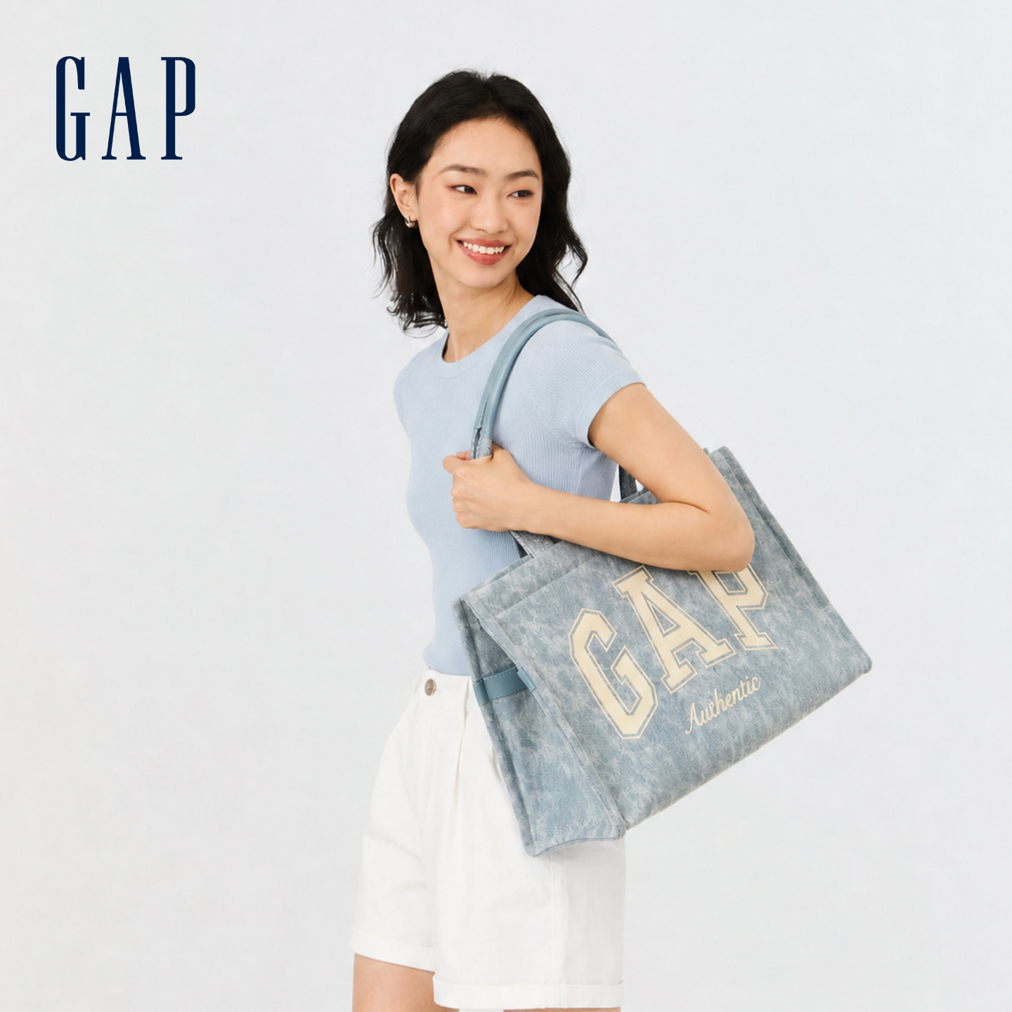 [Hou Yu same style] сумка-тоут в стиле колледжа GAP, вместительная женская универсальная модная жесткая объемная рабочая сумка
