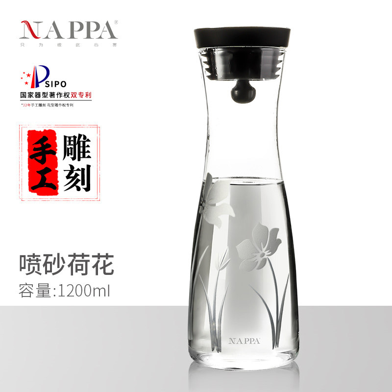Кувшин для холодной воды серии NAPPA Chinese craftsman ручной работы из термостойкого стеклянного кувшина для холодной воды среднего резного типа