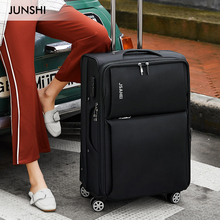 Junshi suitcase, male 20 trolley case, female travel case, large capacity, durable and sturdy Oxford cloth password leather case, 28