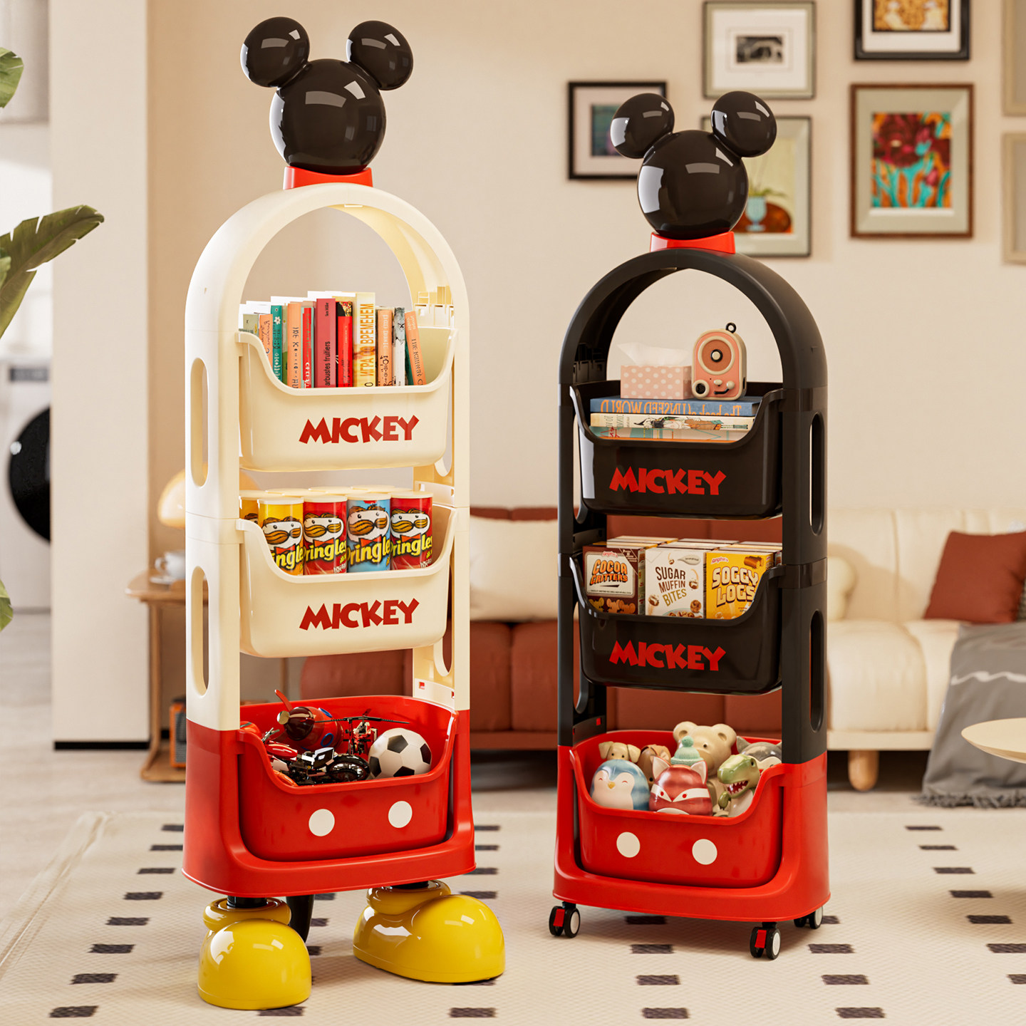 Стеллаж для закусок Disney, многослойный стеллаж для хранения вещей, детская игрушечная коляска без пробоин от пола до потолка, стеллаж для хранения вещей в гостиной