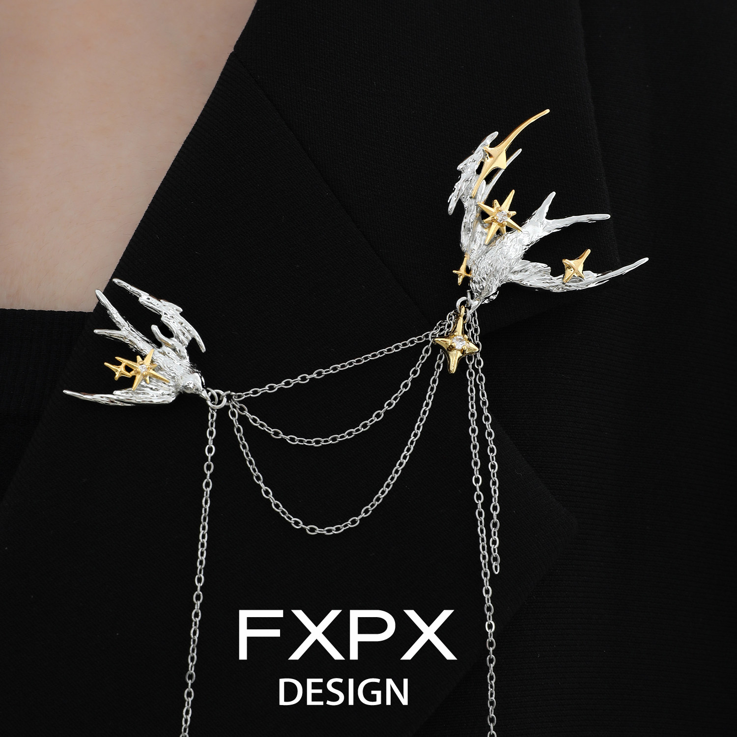 Оригинальная брошь в виде птицы FXPX - нишевые аксессуары высокого класса, аксессуары для костюмов в милом прохладном стиле.
