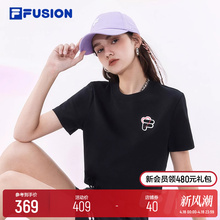 FILA FUSION斐乐潮牌短袖T恤女2024春夏新款爱心休闲短款辣妹上衣