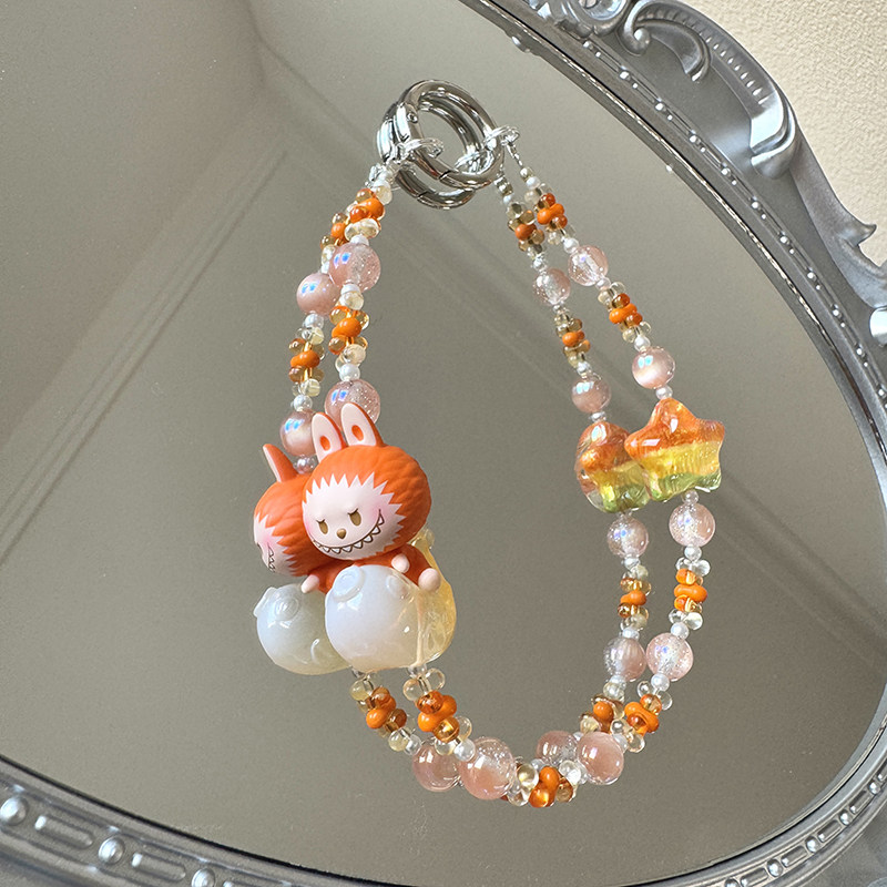 Original Pop Mart Koi Meets Cute Particle Phone Chain DIY Phone Strap Wrist Pendant Molly Keychain