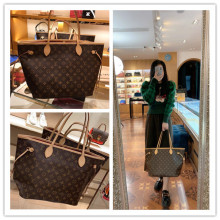 Lv Louis Vuitton Женская сумка Сумка для покупок Neverfull Классический цветок с одним плечом