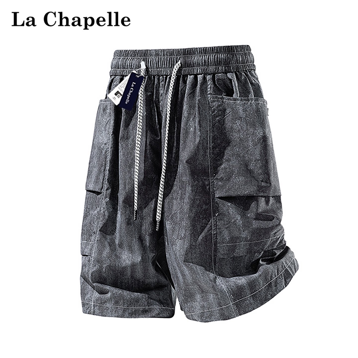 La Chapelle/ новинка лета 2026, американский тренд, модные джинсовые брюки с имитацией галстука-красителя, пятиточечные брюки, мужские свободные шорты