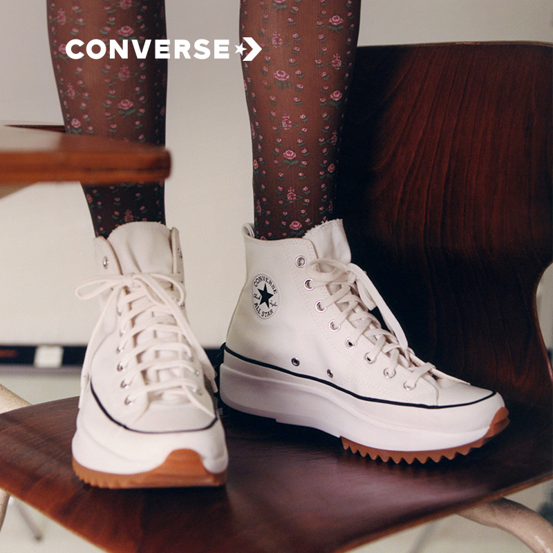 CONVERSE Converse официальные парусиновые белые туфли RunStarHike на толстой подошве Спортивная обувь