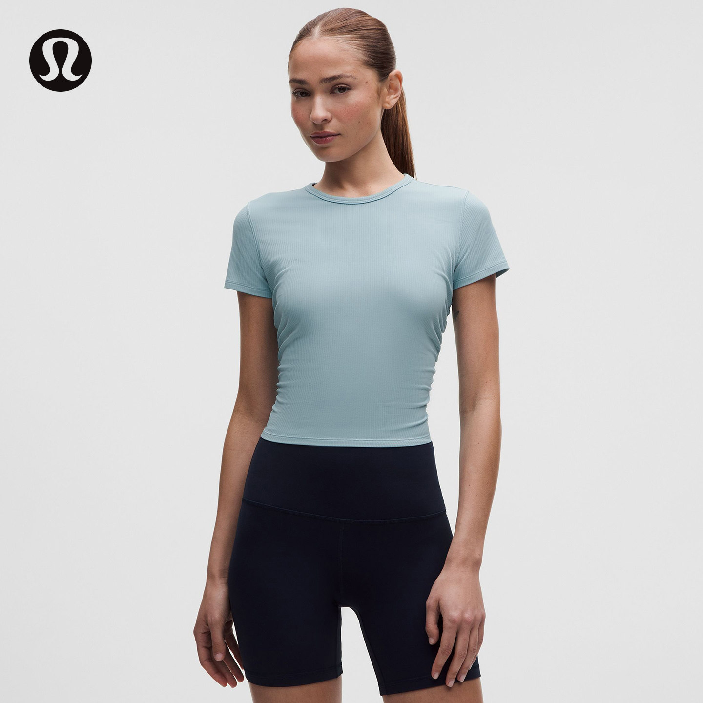 Женская спортивная футболка с коротким рукавом All It Takes*NULU丨LULULEMON丨LW3GV0S в рубчик
