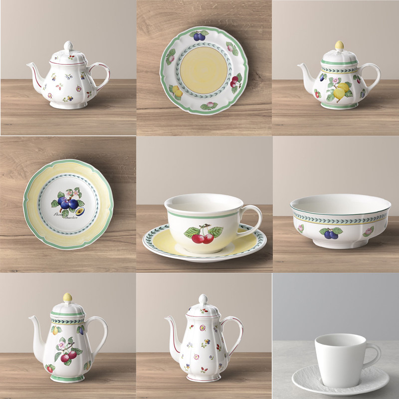 Распродажа немецкой посуды VilleroyBoch Weibao French Garden черно-белый горный цветок, чайная чашка, тарелка, посуда