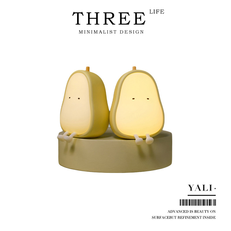 Ночник Tlife · Yali · с подсветкой для сна, перезаряжаемый через USB, с плавным затемнением, двухцветная температура, детская спальня | груша
