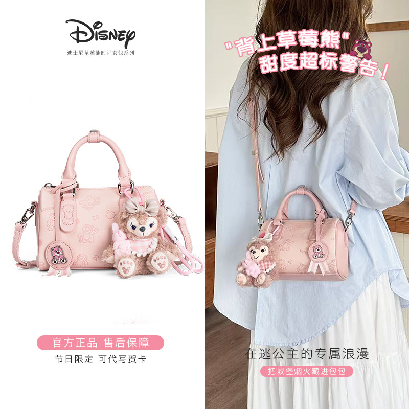 Disney/Диснеевский подлинный клубничный медведь 2025, новая высококачественная сумка-подушка, розовая портативная сумка-мессенджер для женщин