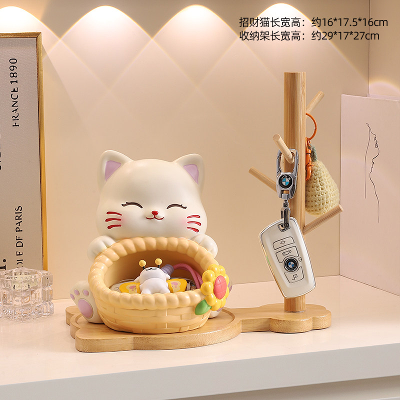 Милая цветочная корзина lucky cat украшение для хранения ключей на крыльце гостиной настольное украшение в кремовом стиле подарок на новоселье