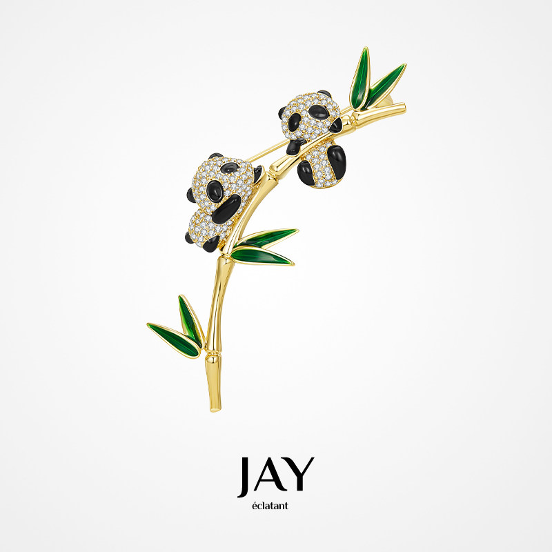Брошь JAY Bamboo fun Panda, дизайнерский дизайн, нишевый корсаж, новые китайские аксессуары для корсажей, подарки на фестиваль середины осени для клиентов