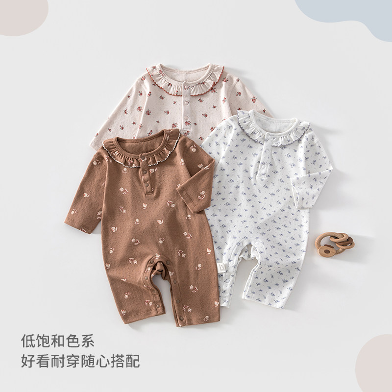 Комбинезон из хлопка Mimopop baby girl four seasons, цельный детский комбинезон из хлопка класса а с длинными рукавами и цветочным рисунком без косточек