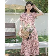 Floral ress Womens Summer Slimming Gentle Style Sweet Frenc