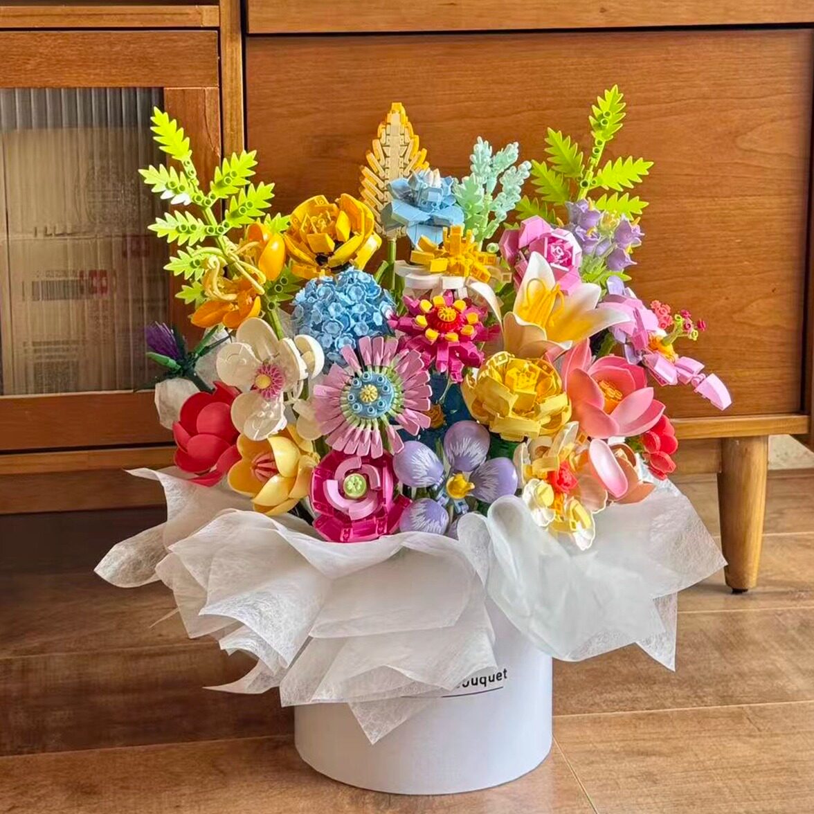 Building block bouquet 2026 новинка, собранный полный набор букетов серии girl для мальчиков и девочек, подарки на День Святого Валентина