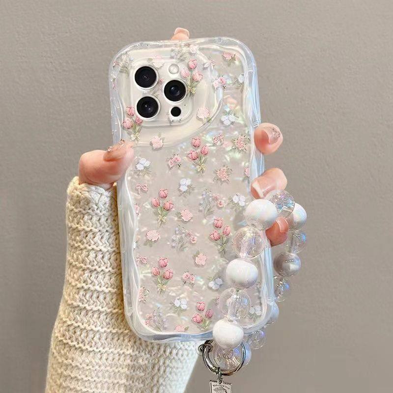 Pink tulip-shaped phone case for Apple iPhone 17 Pro Max, iPhone 16/15, iPhone 14/13, women's style, fresh and elegant design, new silicone plus anti-drop premium protective case for XR/XS.