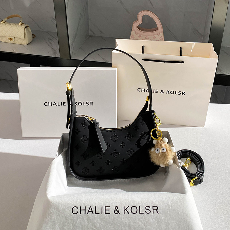 Сумка для подмышек в форме полумесяца с нишевым дизайном CHALIE&KOLSR, летняя новинка 2026 года, высококачественная сумка-мессенджер с вышивкой