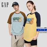 [Одобрение Cheng Yi] Мужская и женская одежда Gap, новинка лета 2026, контрастный цветной логотип, футболка реглан с коротким рукавом 866068