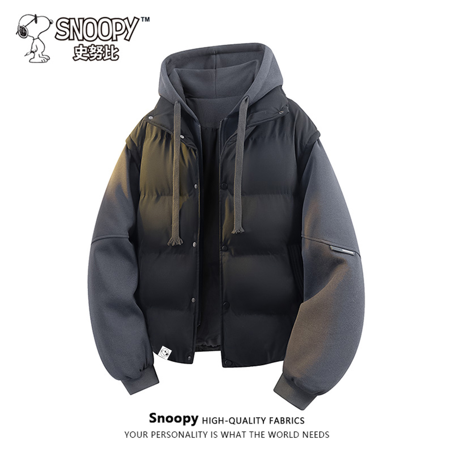 Snoopy/осенне-зимнее хлопчатобумажное пальто с капюшоном Snoopy, мужской трендовый утолщенный хлебный костюм, теплая универсальная куртка-жакет