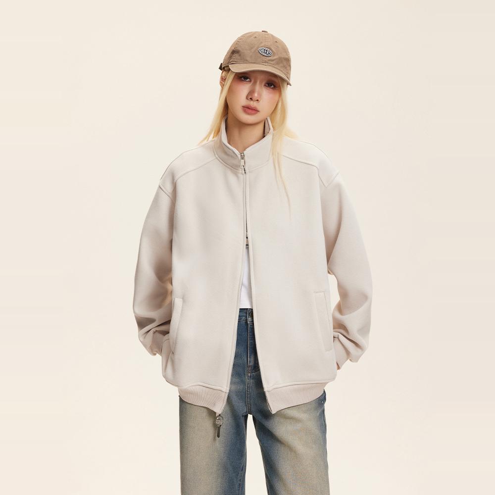 Японская ретро простая однотонная куртка с воротником-стойкой, женская осенняя модная брендовая свободная парная базовая универсальная куртка-кардиган